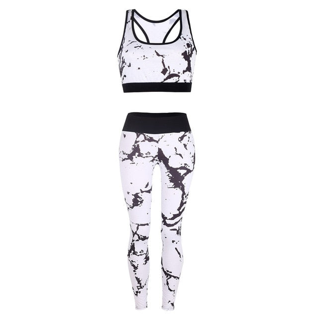 Plus Size Sport Yoga Set Black White