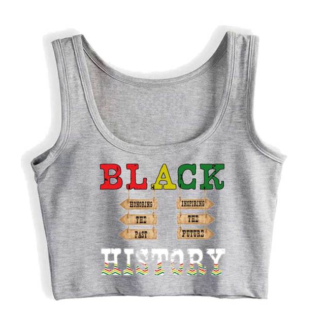 Crop Top Sport Yoga Vest Black History Month African American Black Pride Hip Hop Black Cotton Tops Women