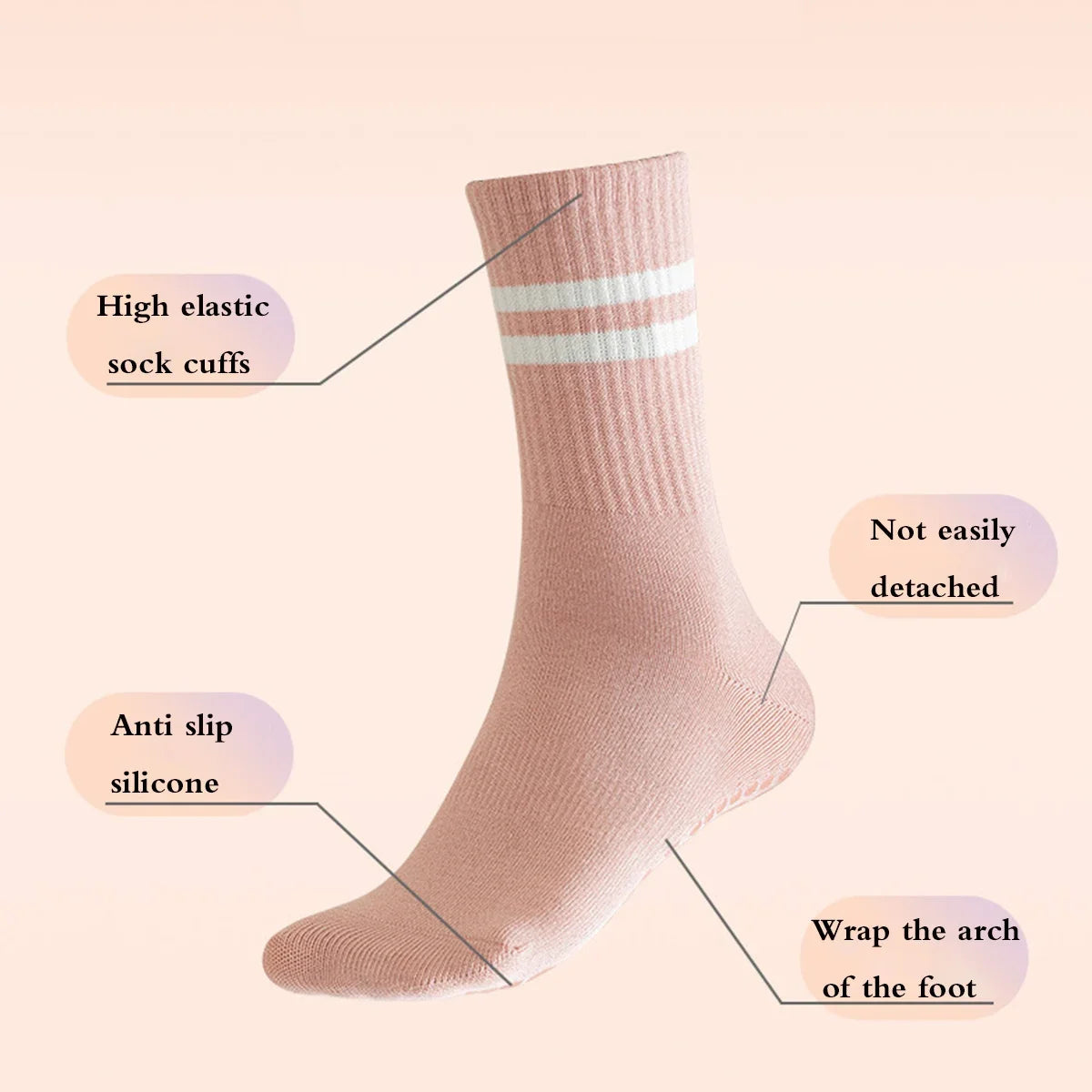Pilates Socks with Grips for Women Yoga Socks Barre Socks Non Slip Socks of 1/2/3/6pairs