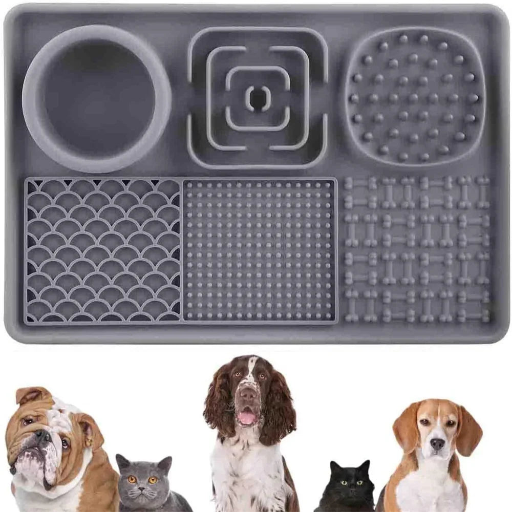 Lick Mat for Dogs Pet Silicone Lick Mat with Suction Cups Slow Feeder for Anxiety Relief Suitable for Butter Food Yogurt Peanut