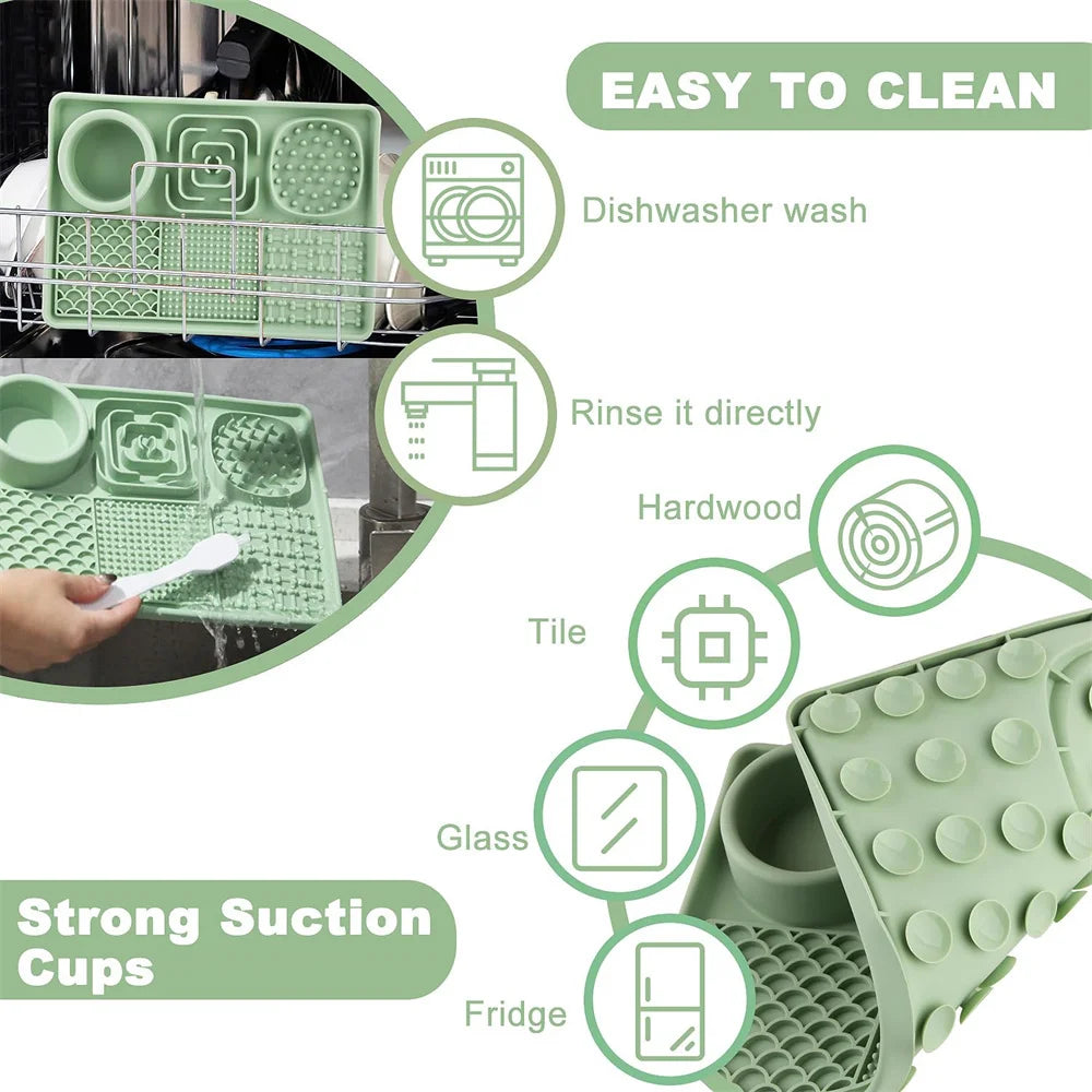 Lick Mat for Dogs Pet Silicone Lick Mat with Suction Cups Slow Feeder for Anxiety Relief Suitable for Butter Food Yogurt Peanut
