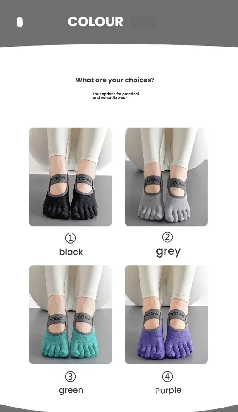 New backless Yoga socksnon-slip five-toe socks  Pilates Sports Fitness Toe Separator Socks for Women