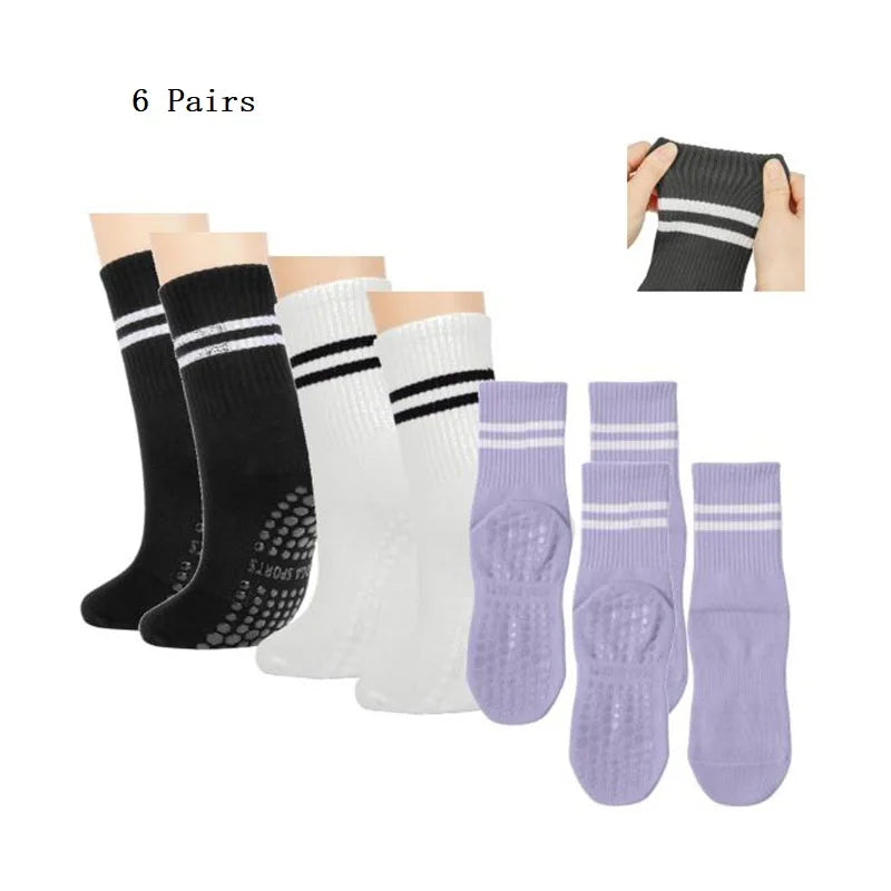 Pilates Socks with Grips for Women Yoga Socks Barre Socks Non Slip Socks of 1/2/3/6pairs