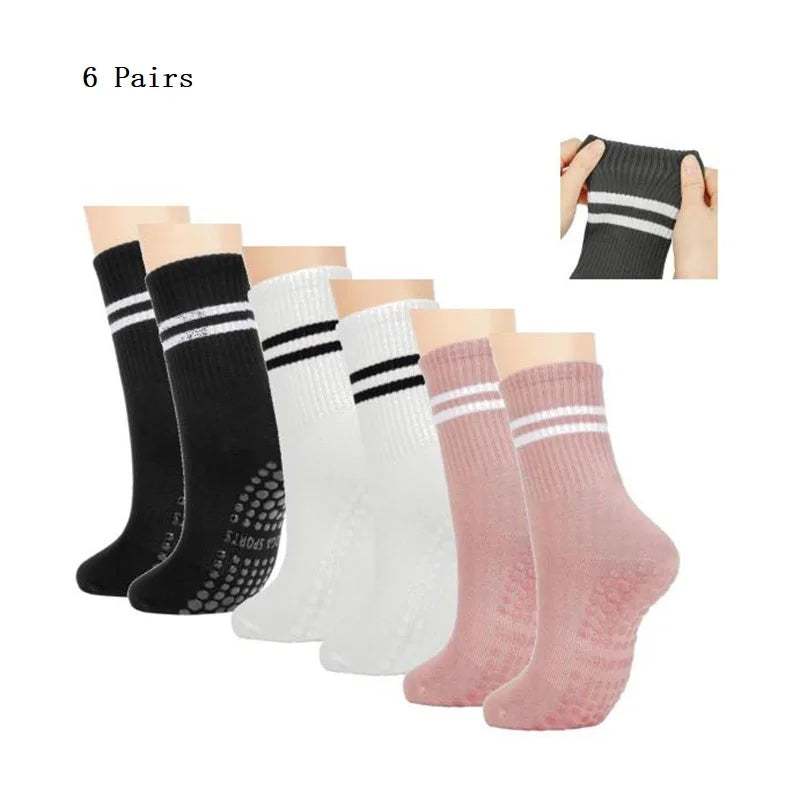 Pilates Socks with Grips for Women Yoga Socks Barre Socks Non Slip Socks of 1/2/3/6pairs