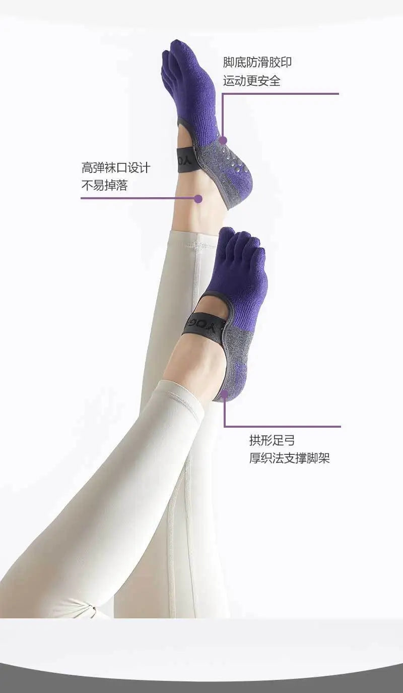 New backless Yoga socksnon-slip five-toe socks  Pilates Sports Fitness Toe Separator Socks for Women