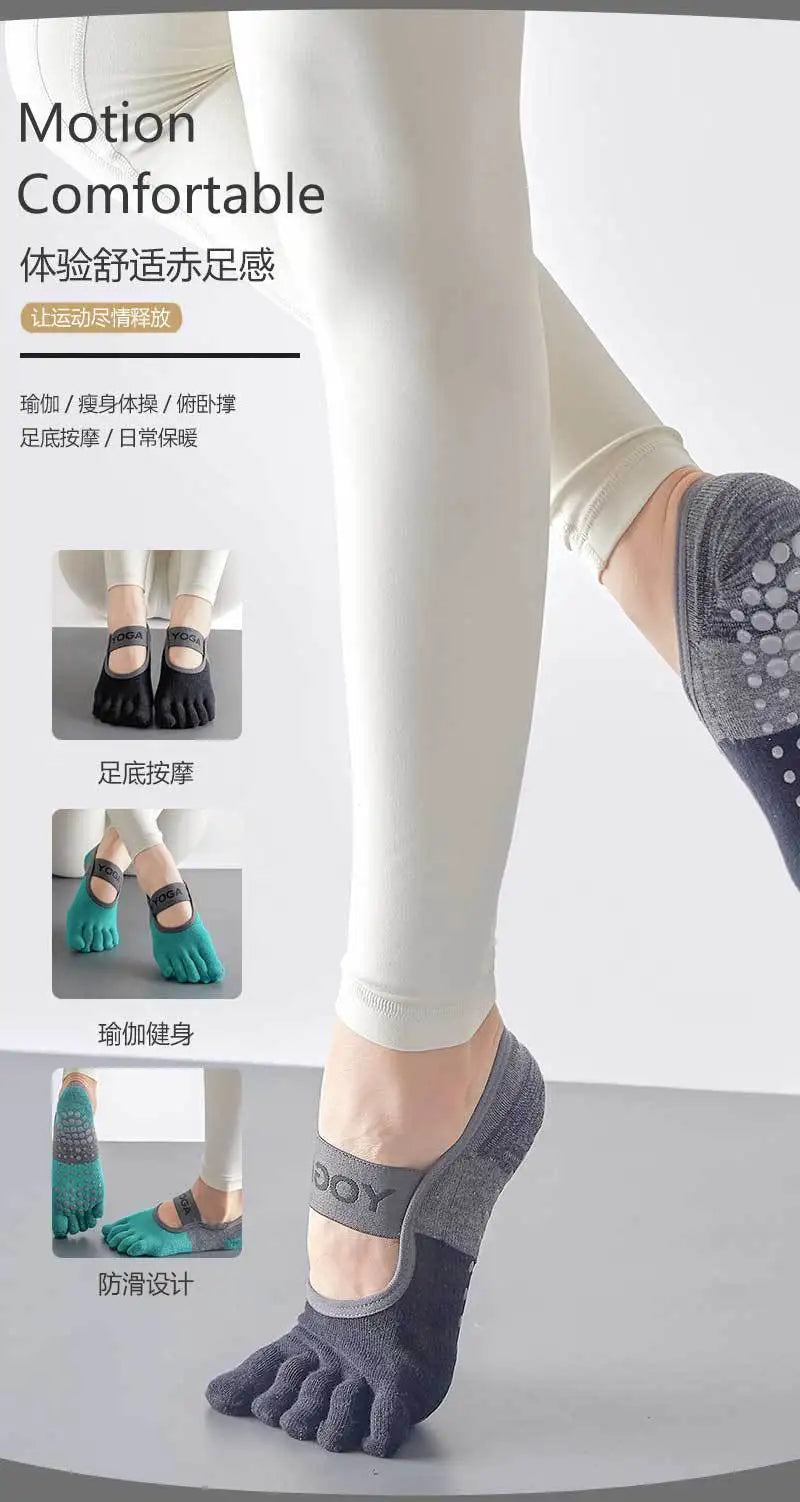 New backless Yoga socksnon-slip five-toe socks  Pilates Sports Fitness Toe Separator Socks for Women