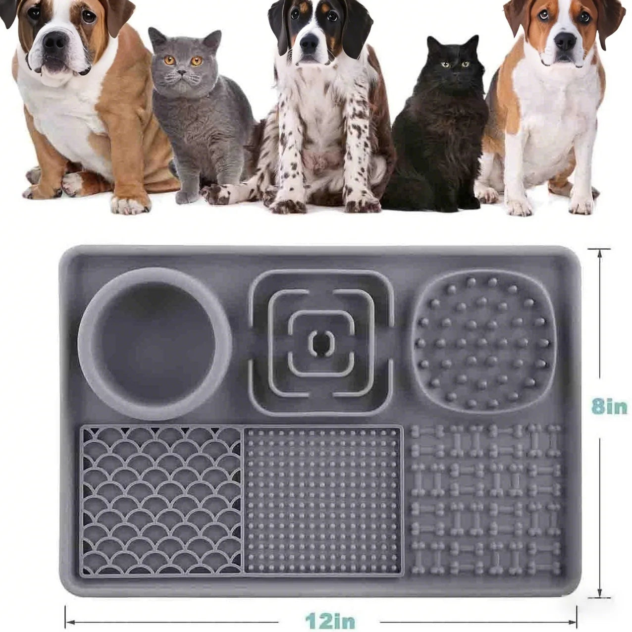 Lick Mat for Dogs Pet Silicone Lick Mat with Suction Cups Slow Feeder for Anxiety Relief Suitable for Butter Food Yogurt Peanut