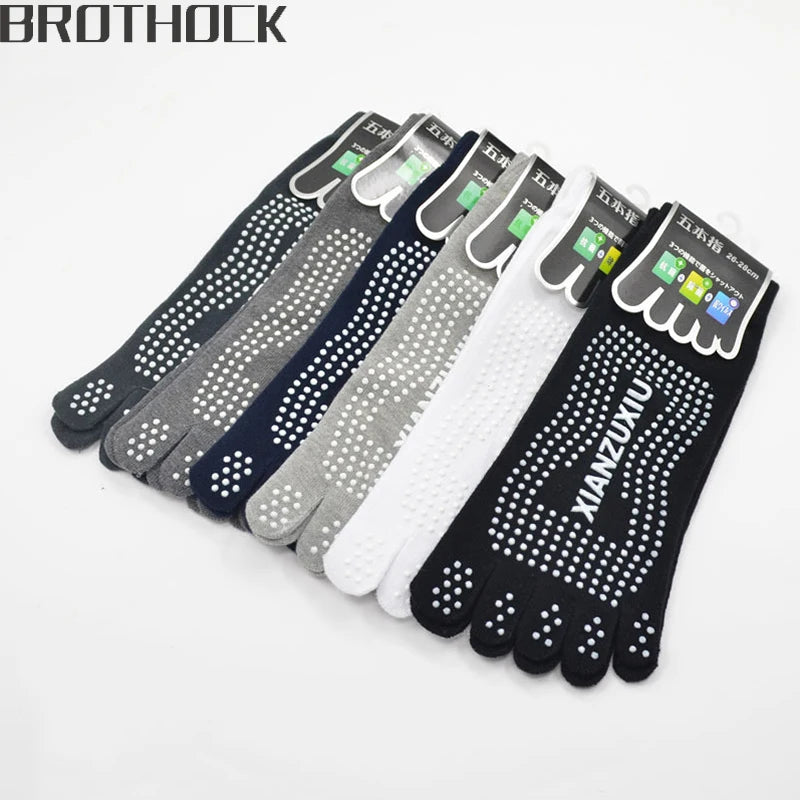 2024 Men Pilates Socks Wholesale Cotton Breathable Non-Slip Massage Yoga Socks Cotton YOGA Sports Five-finger Socks 5 toe socks