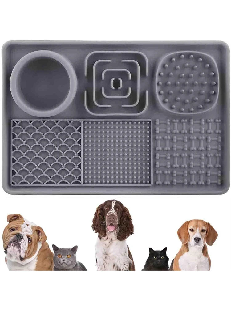 Lick Mat for Dogs Pet Silicone Lick Mat with Suction Cups Slow Feeder for Anxiety Relief Suitable for Butter Food Yogurt Peanut