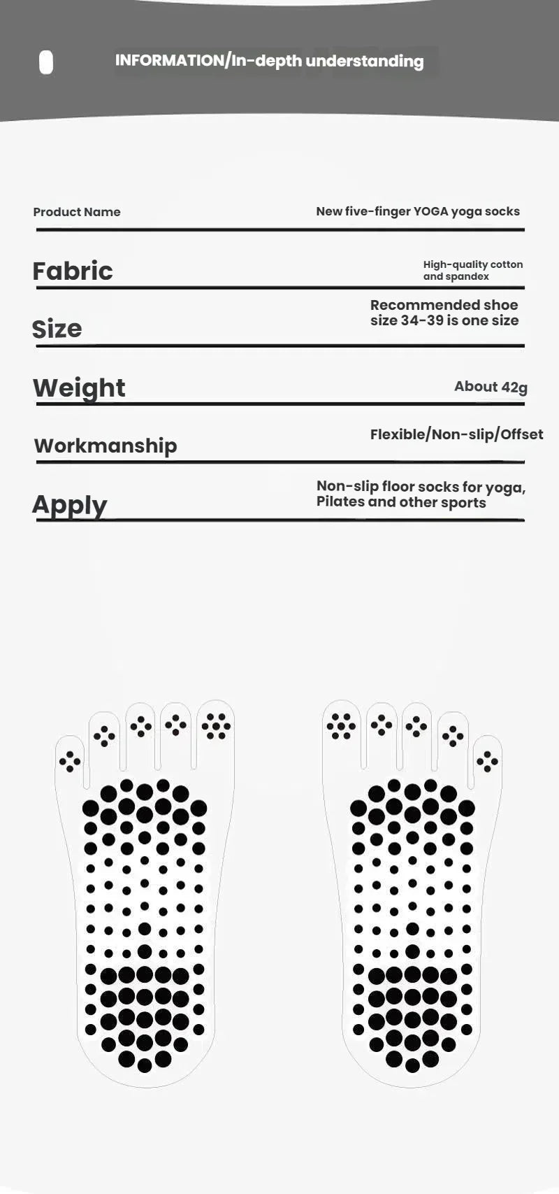 New backless Yoga socksnon-slip five-toe socks  Pilates Sports Fitness Toe Separator Socks for Women