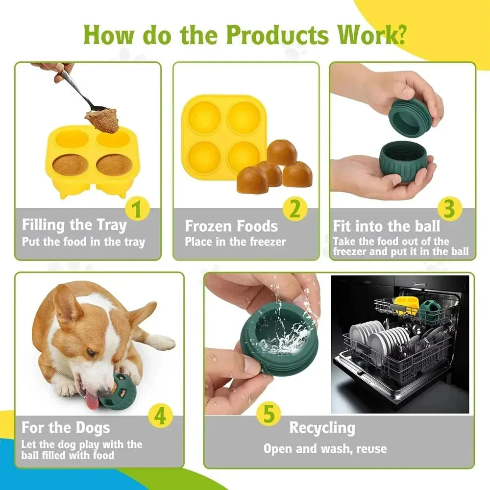 Treat Tray for Pupsicle Silicone Treat Mold for Dog Treats - Reusable Long-Lasting Interactive Dog Toys for Boredom