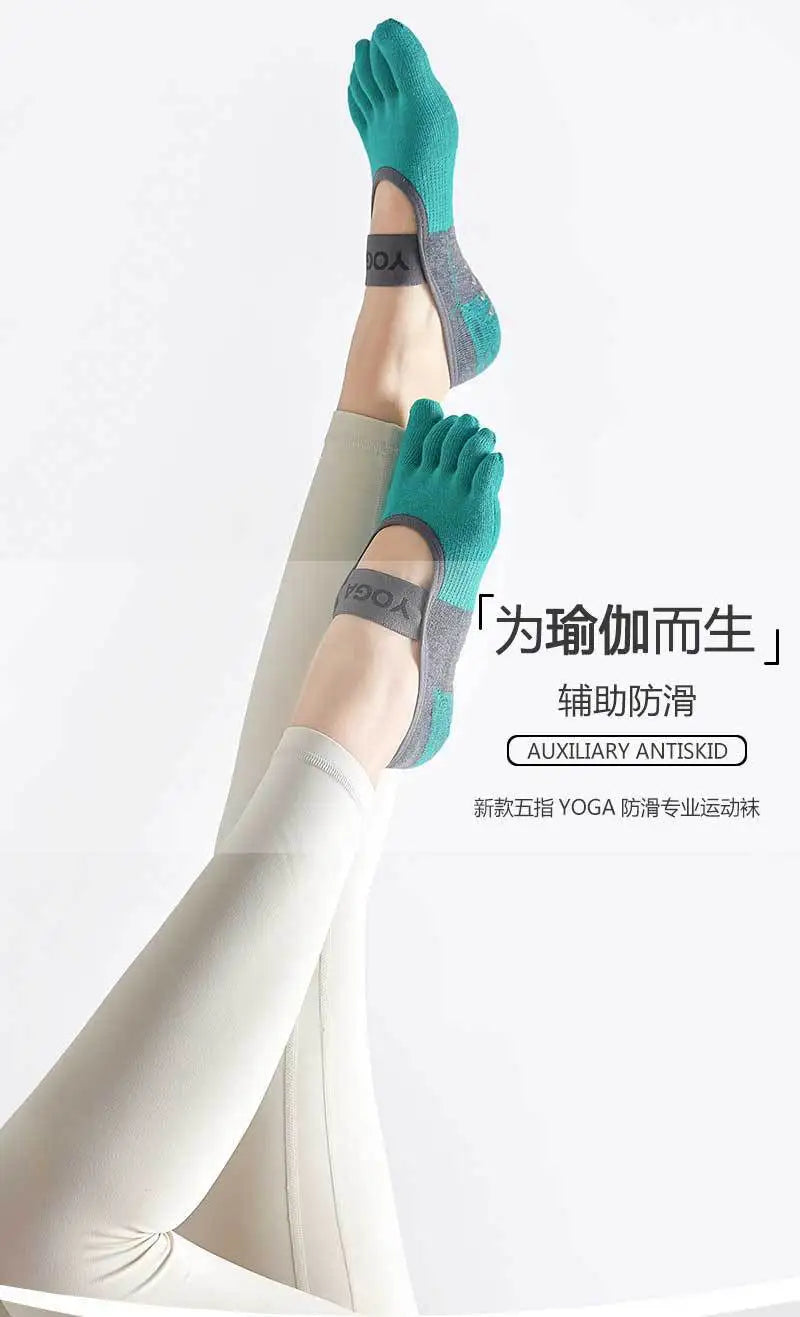 New backless Yoga socksnon-slip five-toe socks  Pilates Sports Fitness Toe Separator Socks for Women