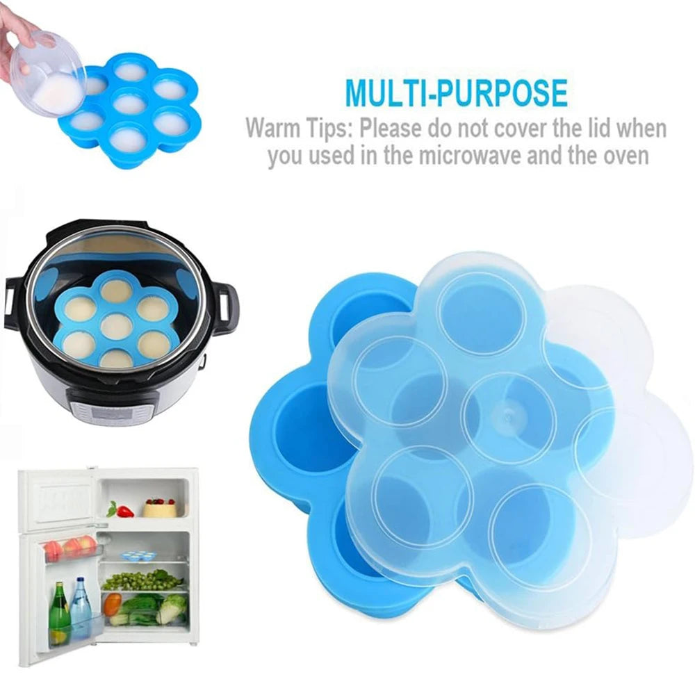 Egg Bites Molds for Instant Pot Accessories Silicone Freezer Ice Cube Trays Food Storage Containers with Lid Pastry Molds