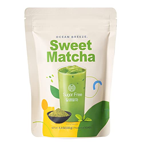 Organic Sweet Matcha Green Tea Powder, Sugar Free [For Lattes, Smoothies or Baking] Authentic Korean Matcha from Boseong 5.3 oz, Ocean Breeze