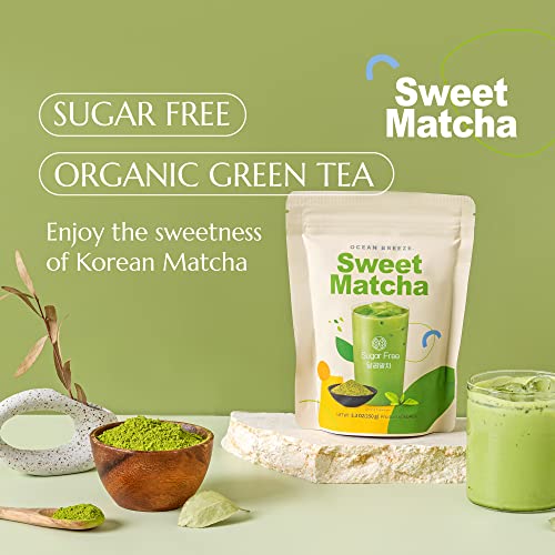 Organic Sweet Matcha Green Tea Powder, Sugar Free [For Lattes, Smoothies or Baking] Authentic Korean Matcha from Boseong 5.3 oz, Ocean Breeze