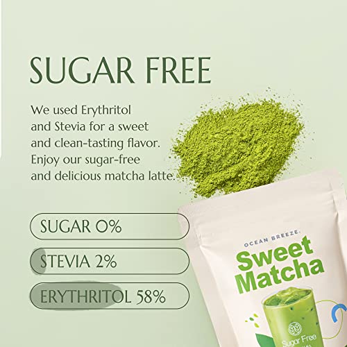 Organic Sweet Matcha Green Tea Powder, Sugar Free [For Lattes, Smoothies or Baking] Authentic Korean Matcha from Boseong 5.3 oz, Ocean Breeze