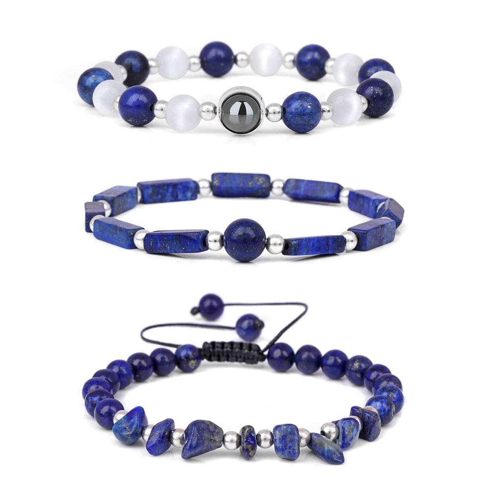 Natural Amethysts Bracelet Set Body-purify Slimming Healing Stone Bracelets For Women Men Loss Weight Yoga Meditation Jewelry