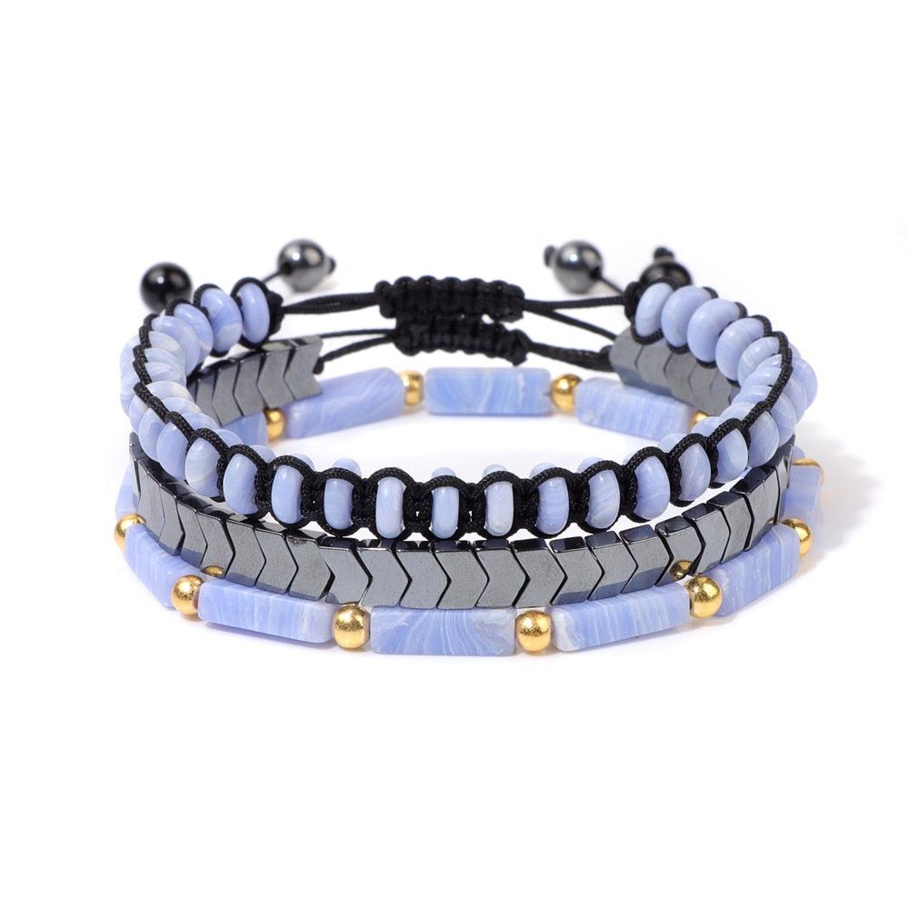 Natural Amethysts Bracelet Set Body-purify Slimming Healing Stone Bracelets For Women Men Loss Weight Yoga Meditation Jewelry