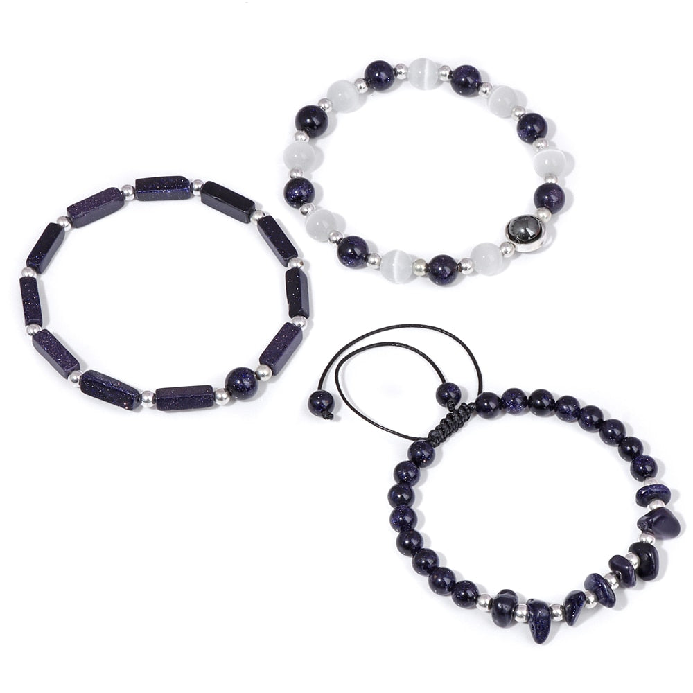 Natural Amethysts Bracelet Set Body-purify Slimming Healing Stone Bracelets For Women Men Loss Weight Yoga Meditation Jewelry