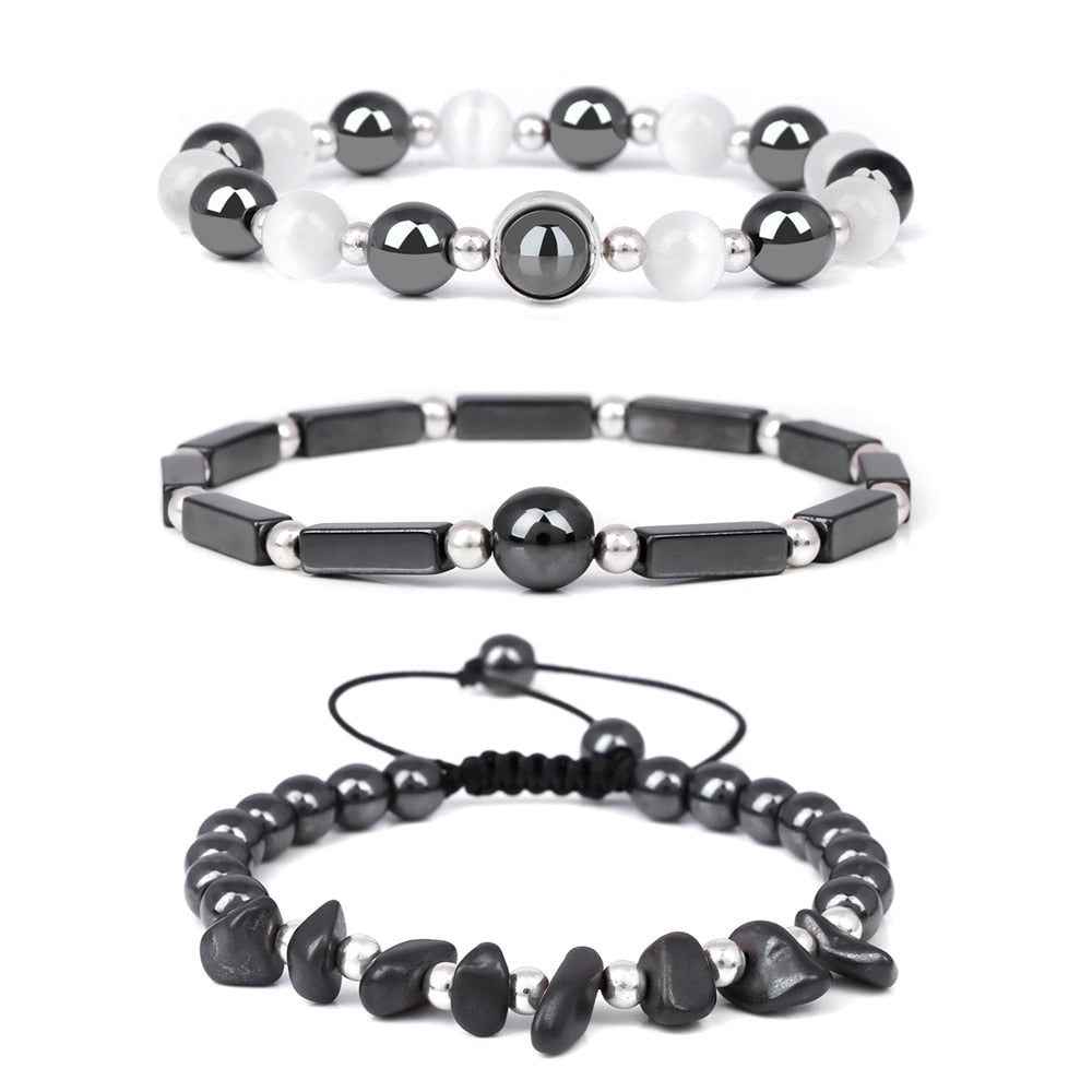 Natural Amethysts Bracelet Set Body-purify Slimming Healing Stone Bracelets For Women Men Loss Weight Yoga Meditation Jewelry