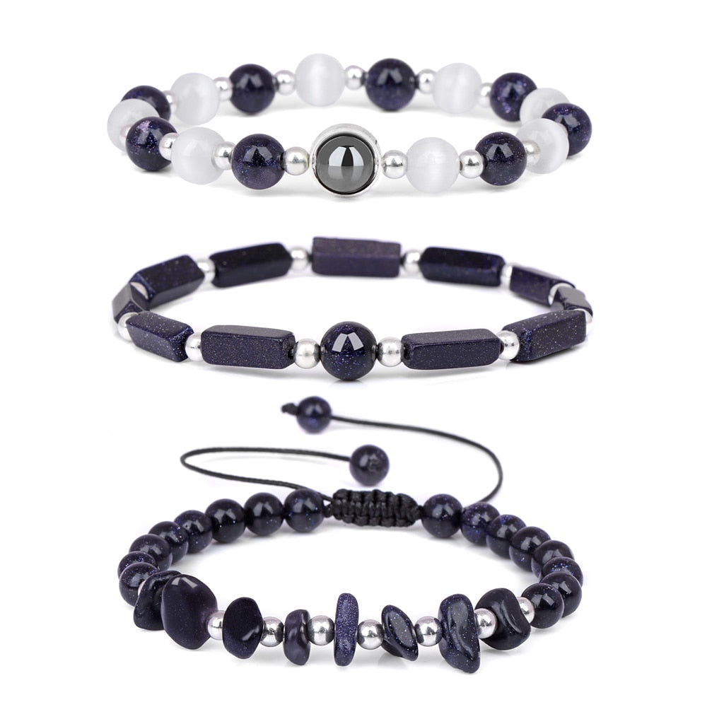 Natural Amethysts Bracelet Set Body-purify Slimming Healing Stone Bracelets For Women Men Loss Weight Yoga Meditation Jewelry