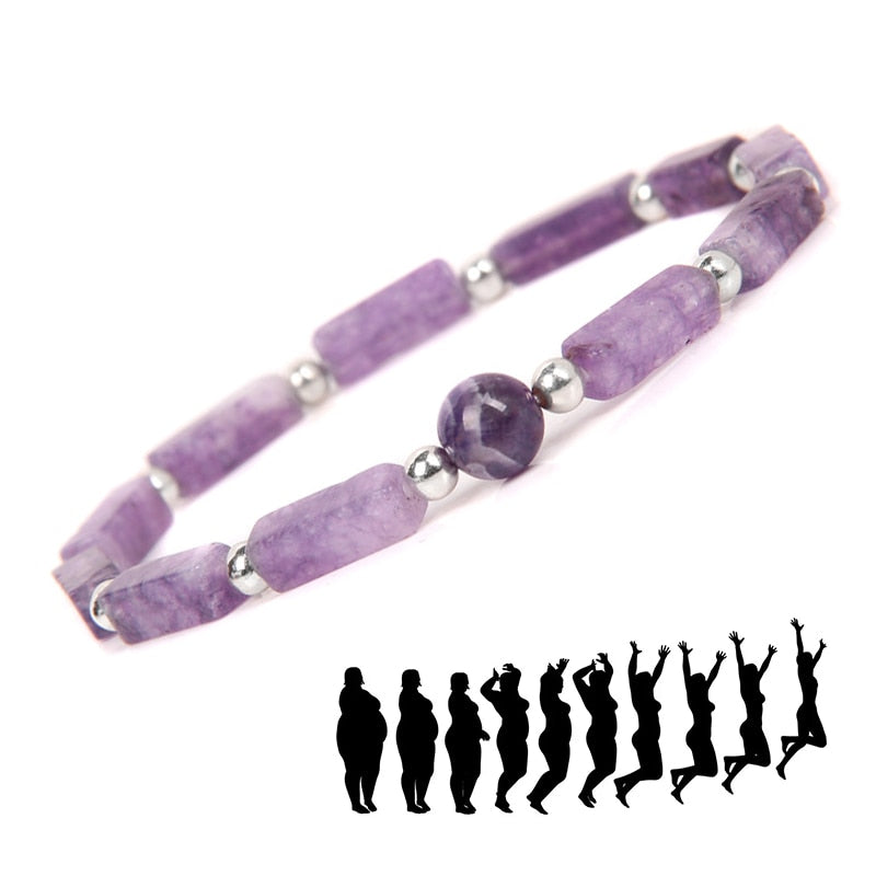Natural Amethysts Bracelet Set Body-purify Slimming Healing Stone Bracelets For Women Men Loss Weight Yoga Meditation Jewelry