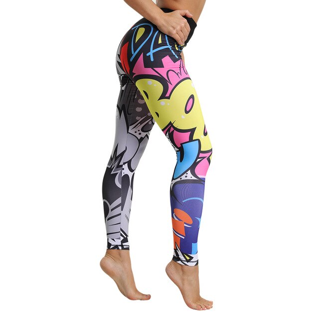 Vertvie Letter Printed Yoga Pants