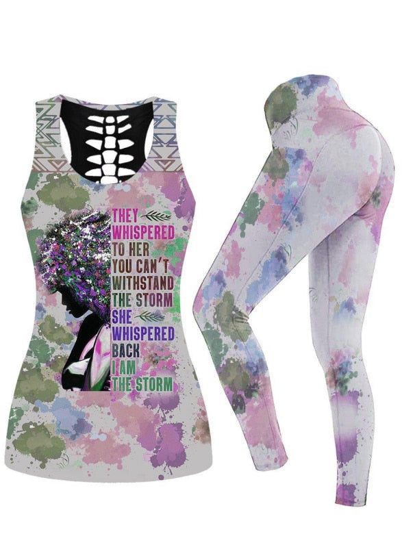 Women Flowers Yoga Set Afro Queen