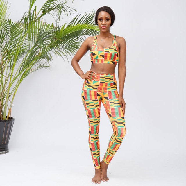 African prints yoga set fitness gym wear