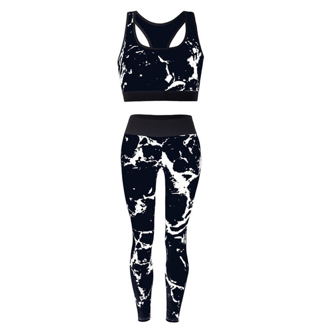 Plus Size Sport Yoga Set Black White