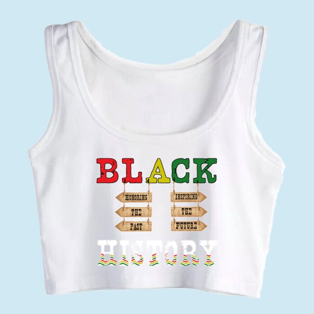 Crop Top Sport Yoga Vest Black History Month African American Black Pride Hip Hop Black Cotton Tops Women