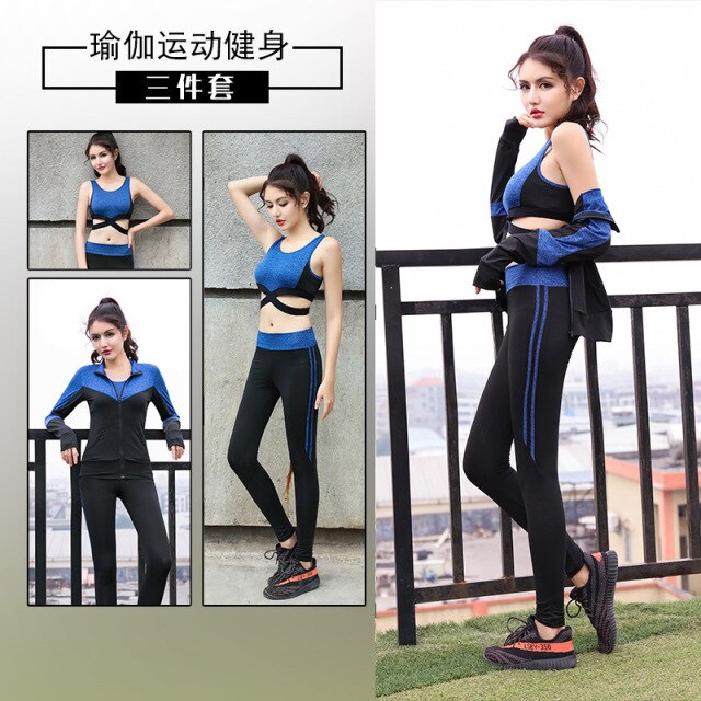 5 Piece Girl Yoga Sets 3 Piece Workout Sets Fitness Clothing Running Tracksuit Plus Size Jogging Tights