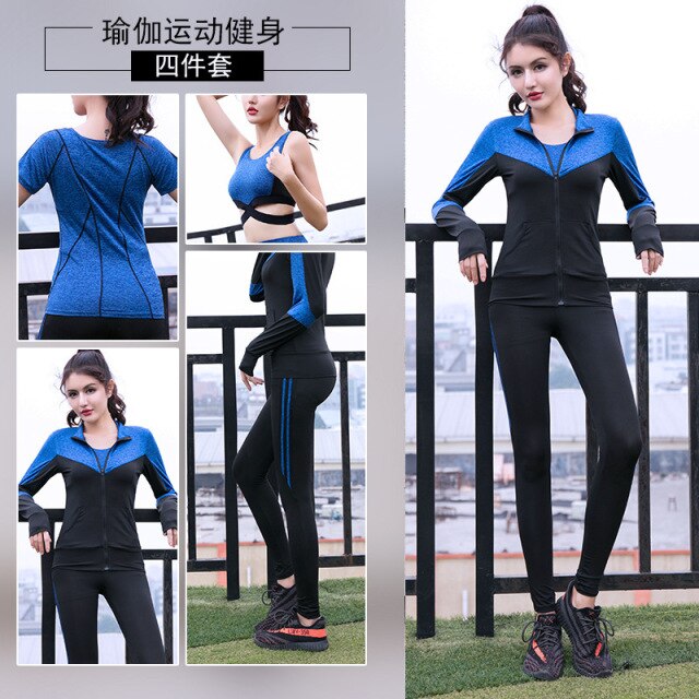5 Piece Girl Yoga Sets 3 Piece Workout Sets Fitness Clothing Running Tracksuit Plus Size Jogging Tights
